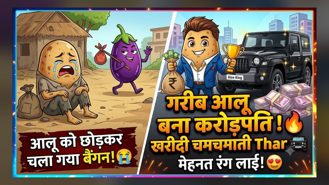 गरीब आलू को छोड़कर चला गया बैंगन! 😭 फिर मेहनत से करोड़पति बना आलू और खरीदी Thar 🚘🔥 | Hindi Cartoo