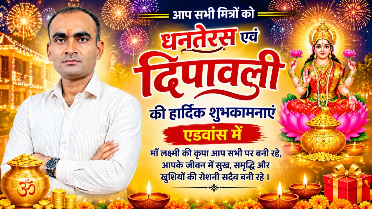 आपको और आपके सभी मित्रों को धनतेरस एवं दीपावली की हार्दिक शुभकामनाएँ! 🪔🙏
शुभ दीपावली! शुभ धनतेरस!