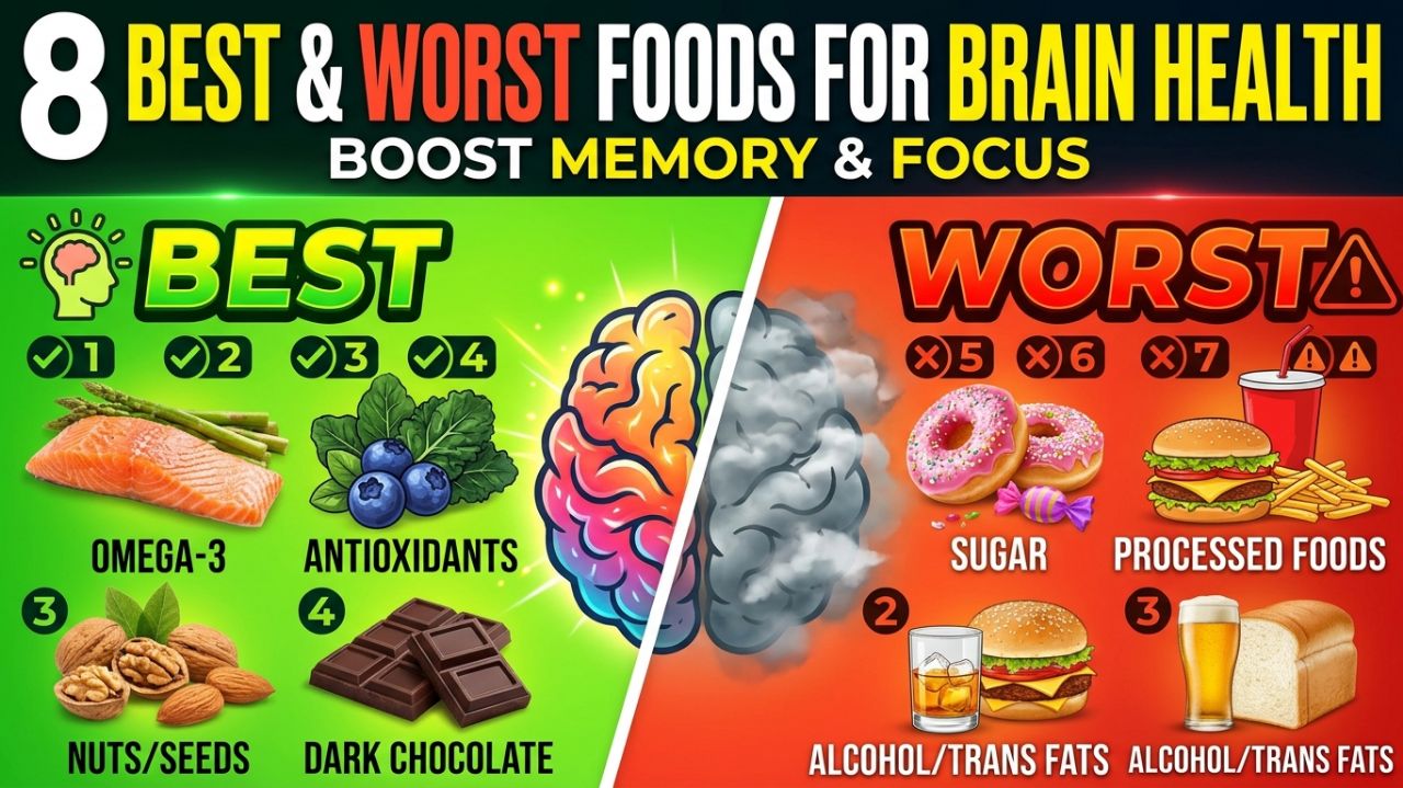 8 Best & Worst Foods for Brain
Health | Boost Memory & Focus