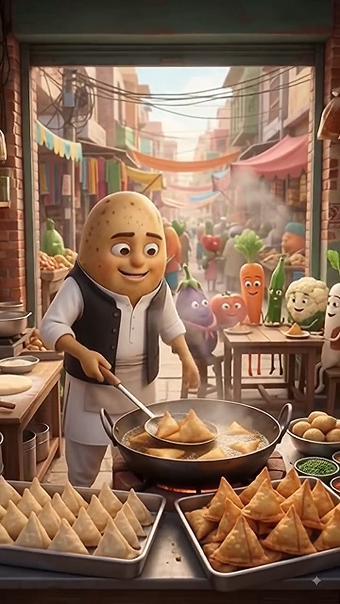 आलू सेठ की समोसे वाली दुकान पर सब्जियों की पार्टी! 😂🥔🥟
