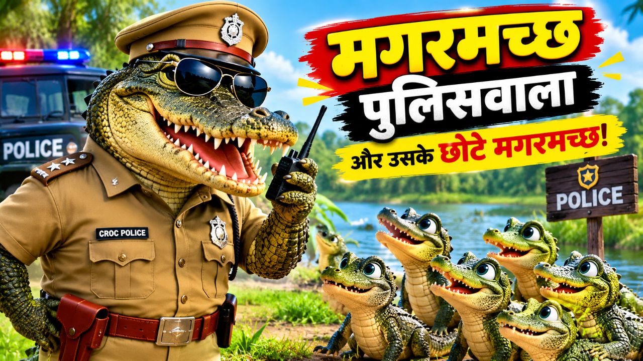 मगरमच्छ पुलिसवाले से मिलने आया छोटा मगरमच्छ 😂🐊 | Funny AI Cartoon Video #shorts