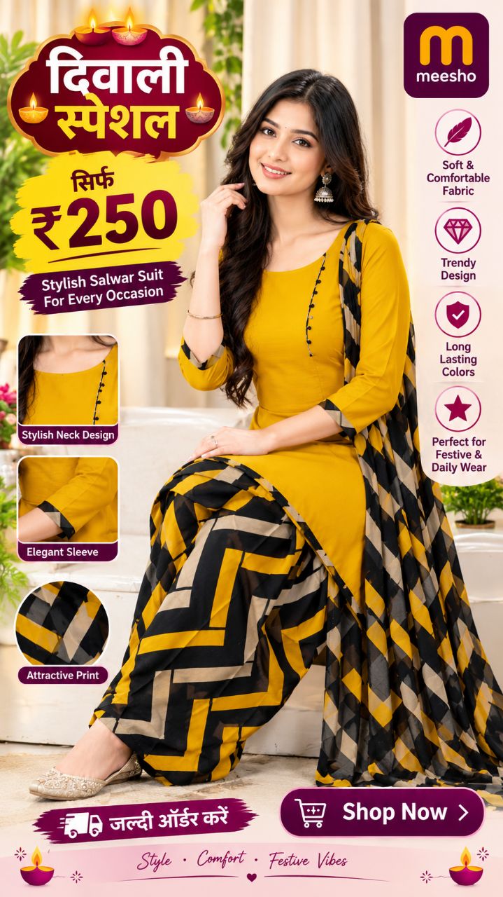 😍 सिर्फ ₹250 में खूबसूरत सलवार सूट! 💛✨ खरीदें यहाँ 👇
https://www.meesho.com/s/p/9f1bx0?utm_source
