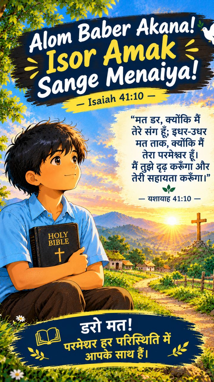 “Alom baber akana! Isor amak sange menaiya. Alom udhao kana! Isor amak sahay emam, amak jor emam.