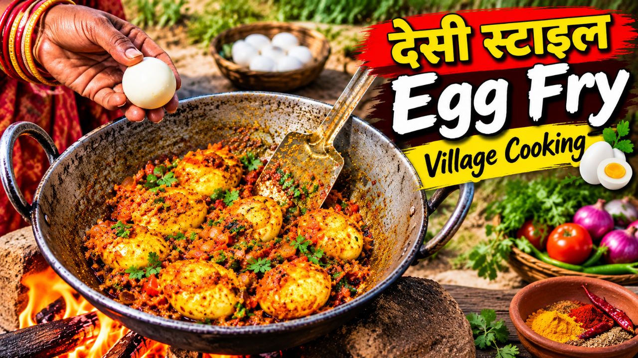 देसी चूल्हे पर बनाया मसालेदार Egg Fry 😋🔥 | Village Style Egg Fry | Desi Cooking