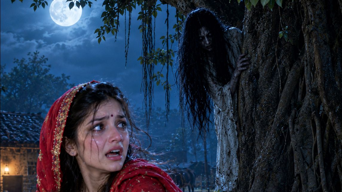 सीन: लड़की घर के बाहर खड़ी है और दरवाजे पर खड़ी भूतनी धीरे-धीरे उसकी तरफ बढ़ रही है। 😱
टाइटल: 😨 आध