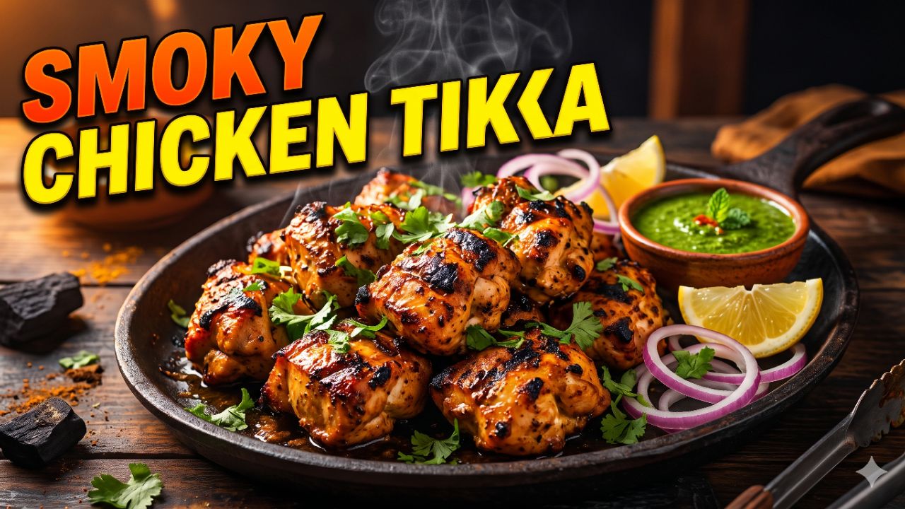 🔥 Smokey Chicken Tikka 😍 | Restaurant Style Chicken Tikka Recipe | Juicy & Smoky Chicken 🔥 #short