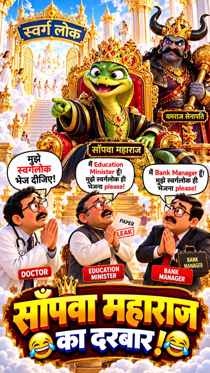 😂 स्वर्गलोक में साँपवा महाराज का दरबार! डॉक्टर, मंत्री और बैंक मैनेजर हुए परेशान 🤣🐍 | Funny Comed