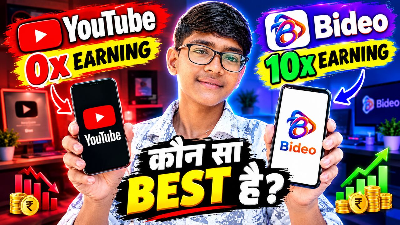 YouTube vs Bideo App 🔥 कौन सा BEST है? 0X vs 10X Earning का सच!
